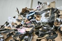 Des chaussures de contrefaçon durant leur destruction au Havre, le 3 juin 2026, en Seine-Maritime