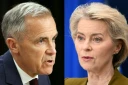 Combinaison d'images réalisée le 15 septembre 2026 du Premier ministre canadien Mark Carney, à gauche et de la présidente de la Commission européenne, Ursula von der Leyen