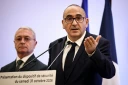 Le ministre de l'Intérieur Laurent Nuñez et le préfet de police de Paris, Patrice Faure (g), lors d'une conférence de presse, le 29 octobre 2026 à Paris