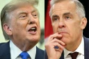 Cette combinaison de photos créée le 24 août 2026 montre, à gauche, le président américain Donald Trump à Washington, le 10 août 2026, et à droite le Premier ministre canadien Mark Carney le 25 juin 2026 à Ottawa