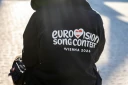 Promotion pour le concours de l'Eurovision 2026 sur un sweat-shirt, le 24 avril 2026 à Vienne 