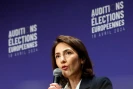 La tête de liste Renaissance aux européennes Valérie Hayer lors d'un débat devant le Medef, à Paris, le 18 avril 2024