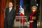Jacques et Bernadette Chirac en 2002 lors de la Galette des Rois à l'Elysée