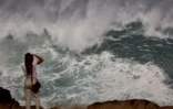 houle en bord de mer avec de grosses vagues