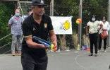 Yannick Noah en visite à l'école Blanche Pierson à Saint-Paul
