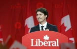 Le Premier ministre canadien Justin Trudeau pour son discours d'adieu devant les partisans libéraux, à Ottawa, le 9 mars 2025