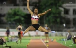  meeting international d?athlétisme  Heather Arneton se blesse au troisième saut photo richard bouhet 