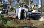 Poids lourd sur le flanc à Saint-Denis