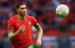 Le latéral et capitaine du Maroc Achraf Hakimi contre la Tanzanie en 8es de finale de la Coupe d'Afrique des nations le 4 janvier 2026 à RAbat
