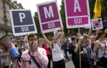 Des supporteurs de l'ouverture de la PMA à toutes les femmes, lors de la Gay Pride le 29 juin 2013 à Paris