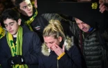 La tristesse des supporters nantais lors d'un rassemblement en hommage Ă Emiliano Sala, le 22 janvier 2018 Ă Nantes