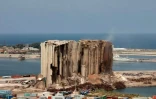 Les silos à grains endommagés du port de Beyrouth, le 2 août 2022 au Liban