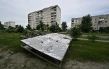 Un quartier de la ville d'Okhtyrka, le 1er août 2022 en Ukraine