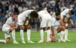Les joueurs de l'Olympique de Marseille déçu après a défaite et l'élimination de l'OM par le Panathinaikos en match retour du troisième tour préliminare de la Ligue des champions, au stade Vélodrome de Marseille le 15 août 2023
