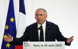Conférence de presse du Premier ministre François Bayrou le 25 août 2025 à Paris ( AFP / Dimitar DILKOFF )