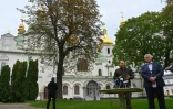 Les ministres des Affaires étrangères ukrainien Andriï Sybiga (à droite) et polonais Radoslaw Sikorski donnent une conférence de presse à Kiev, le 13 septembre 2026