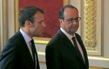 Le ministe de l'Economie Emmanuel Macron et le président François Hollande le 23 mai 2016 à l'Elysée à Paris 