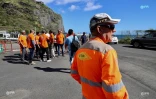 Manifestation travailleurs chantiers NRL Le Port