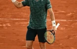 Le joueur de tennis norvégien Casper Ruud après sa victoire en demi-finale du tournoi de tennis de Roland Garros à Paris face au Croate Marin Cilic le 3 juin 2022.
