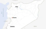 Carte de Syrie localisant Homs où une attaque de drones qui a visé l'académie militaire