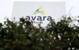 Le logo d'Avara Foods à Hereford, le 14 août 2023 dans l'ouest de l'Angleterre