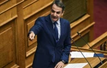 Le chef de file du principal parti d'opposition grec, Nouvelle Démocratie, Kyriakos Mitsotakis au parlement grec à Athènes, le 14 juin 2018