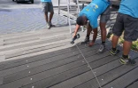 Saint-Paul : pose de voile d'ombrage sur le débarcadère