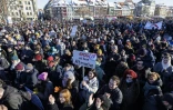 Manifestation contre l'extrĂŞme droite le 20 janvier 2024 Ă Erfurt, dans l'ouest de l'Allemagne