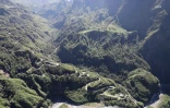 Route de Cilaos fermée vue du ciel