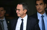 Le ministre de l'Intérieur sortant Bruno Retailleau (c), le 6 octobre 2025 à Boulogne-Billancourt, près de Paris