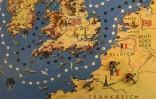 Plateau de "Nous marchons sur l'Angleterre", jeu de société de l'époque nazie basé sur la conquête de l'Angleterre par les troupes hitlériennes, conservé aux archives Bayerisches Spielearchiv des jeux de société, à Munich (sud de l'Allemagne), le 12 décembre 2018