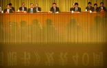Le président chinois Xi Jinping (C) réaffirme l'intransigeance de Pékin envers Taïwan dans un discours au Palais du Peuple à Pékin, le 2 janvier 2019