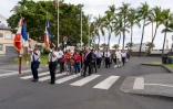 La Possession : célébration du 14 Juillet face au Monument aux Morts sur le parvis de la Mairie