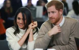 Le prince Harry et l'actrice américaine Meghan Markle, lors d'une cérémonie à l'occasion de la journée internationale des femmes, le 8 mars 2018.