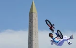 Anthony Jeanjean lors de la finale olympique de BMX freestyle, le 31 juillet 2024, place de la Concorde, à Paris.