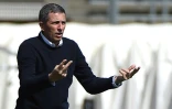 L'entraîneur Thierry Laurey, alors entraîneur de Strasbourg, lors du match de la 33e journée de Ligue 1 contre Nîmes, le 18 avril 2021 au Stade des Costières