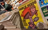 Premier numéro de la version allemande de Charlie Hebdo chez un marchand de journaux à Berlin le 1er décembre 2016