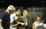  meeting international d?athlétisme  Heather Arneton se blesse au troisième saut photo richard bouhet 