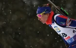 La Française Justine Braisaz-Bouchet, titrée en sprint aux Mondiaux de biathlon, le 4 février 2026 à Lenzerheide