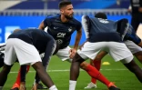 Olivier Giroud à l'échauffement avec les Bleus avant leur match contre Andorre, en qualifications pour l'Euro, le 10 septembre 2019 au Stade de France