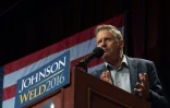 Gary Johnson, le candidat libertarien lors d'un discours à New York, le 10 septembre 2016