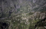 Route de Cilaos fermée vue du ciel