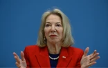 L'ambassadrice des Etats-Unis en Allemagne, Amy Gutmann à une conférence de presse à Berlin le 7 juin 2023