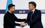 Le président Emmanuel Macron et son homologue Volodymyr Zelensky lors d'une conférence de presse à l'Elysée, le 7 juin 2024 à Paris