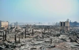 Des maisons détruites par un feu de forêt à Simpang Rimba, sur l'île de Bangka Belitung, le 13 octobre 2026 en Indonésie