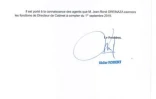 Didier Robert et Jean René Dreinaza, directeur de cabinet, note de service