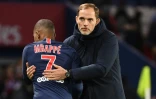 L'entraîneur du PSG Thomas Tuchel avec son attaquant vedette Kylian Mbappé, lors d'un match contre Rennes, le 27 janvier 2019 au Parc des Princes