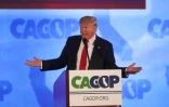 Donald Trump lors d'un discours le 29 avril 2016 à Burlingame en Californie