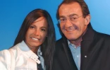 Jean-Pierre Pernaut (D) et sa femme l'ex-Miss France et animatrice télé Nathalie Marquay, le 23 janvier 2006 à Paris