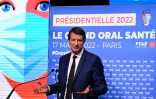 Yannick Jadot, lors du Grand Oral des candidats à la présidentielle sur la santé et l’autonomie organisée par la Fédération Hospitalière de France (FHF), à Paris le 17 mars 2022